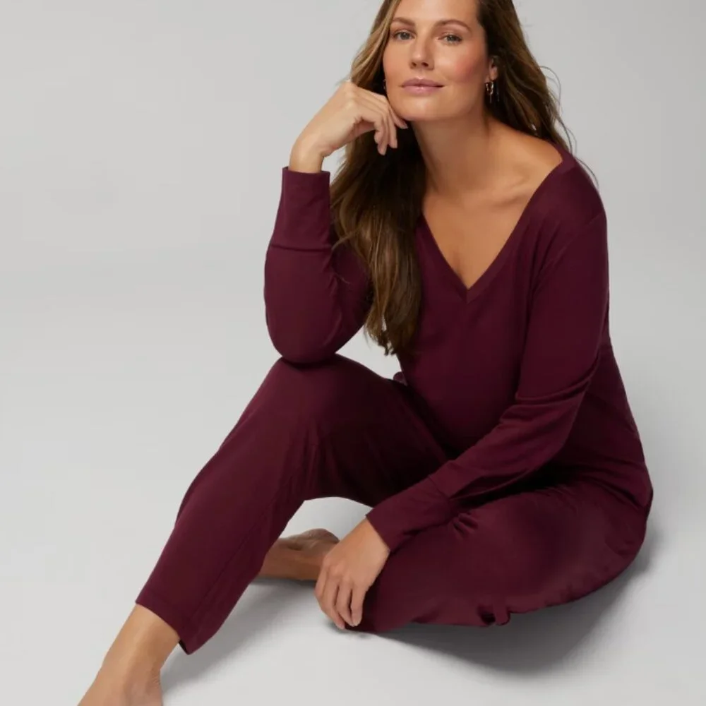NWT Soma SUNDAY Long-Sleeve V-Neck Set - Picture 1 of 6